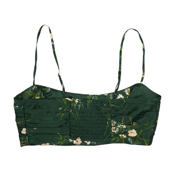 Reformation Carrie Silk Crop Top Sleeveless Smocked Bralette - Picture 3 of 8